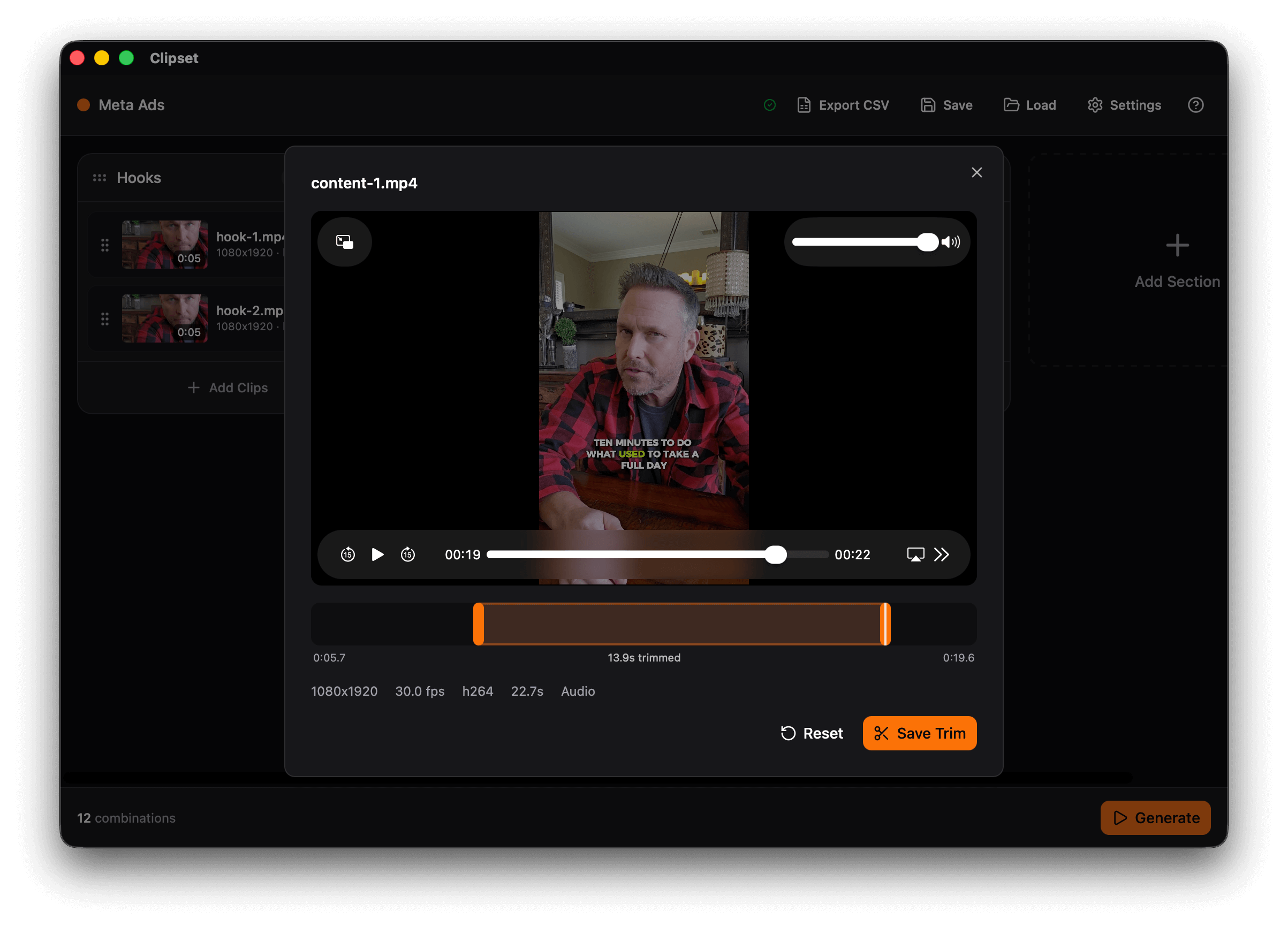 Step 2: Drop clips into sections in Clipset